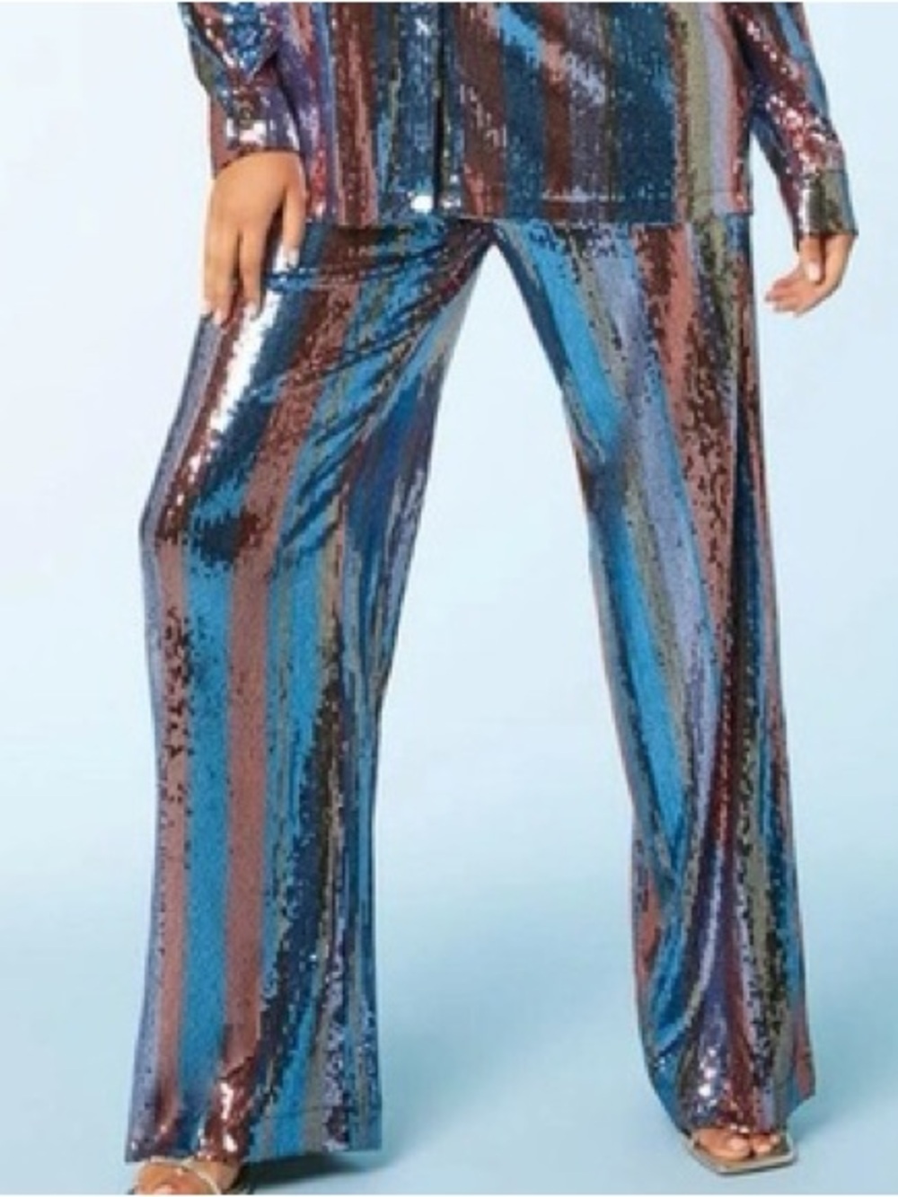 Forever 21 Multicolor Sequin Wide Leg Pants XL EUC Discocore Dopamine Dressing